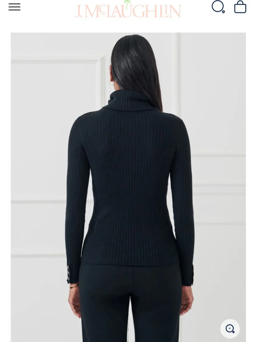 J. McLaughlin Arlette Turtleneck in Black Metallic size S